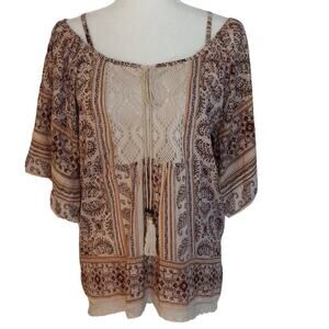 Angie Boho Peasant Cold Shoulder Top